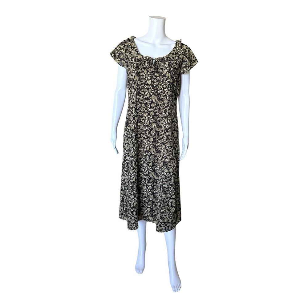 Emma James Womens Size 10 Floral Maxi Dress Lined Keyhole Short Sleeve Modest